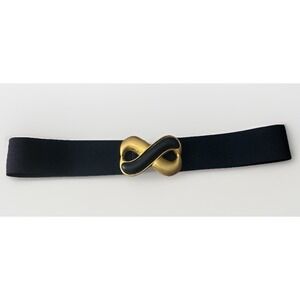 Vintage Day-Lor Blue Gold Infinity Buckle Stretch Belt 80s Retro Large